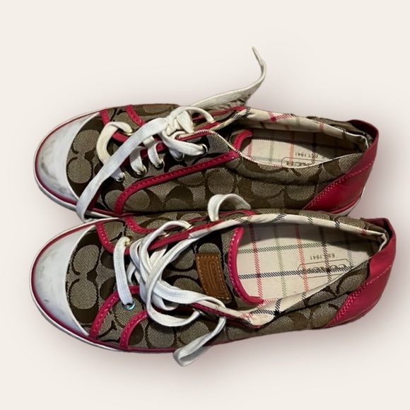 COACH Barrett Women’s Pink/Brown Sneakers Size 9 - Picture 2 of 6